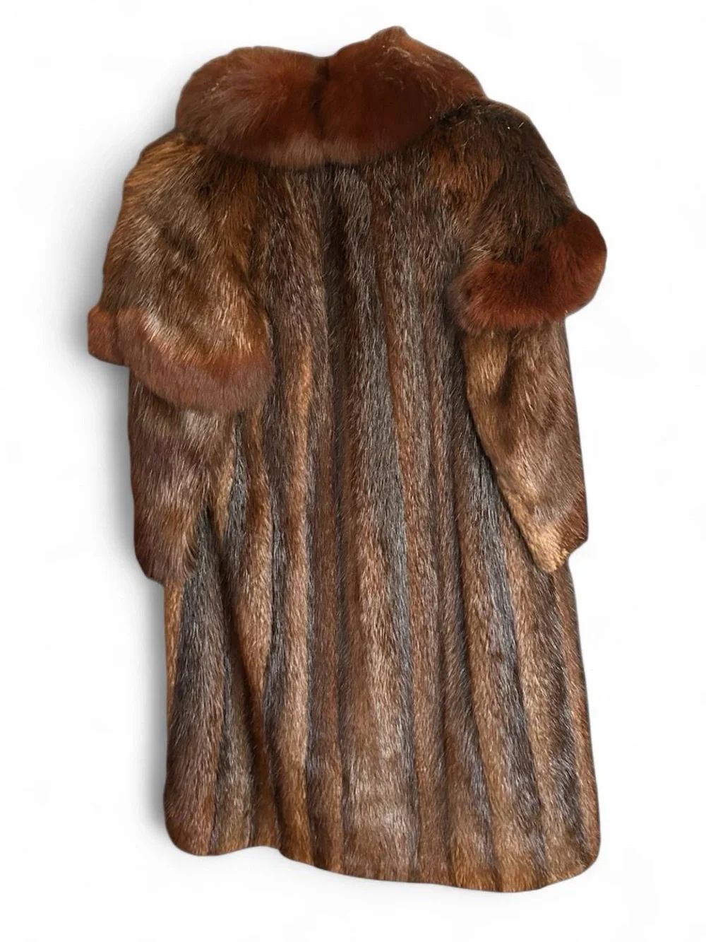 Fur Coat Vintage Long Hair Beaver Fox Shawl Collar Après Ski 80s Glam Plush Shag